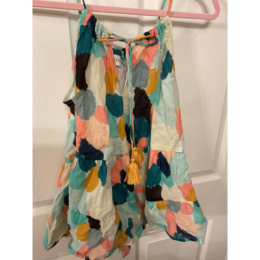 Pants Store Geometric Print Tassel Halter Spaghetti Strap Top, S